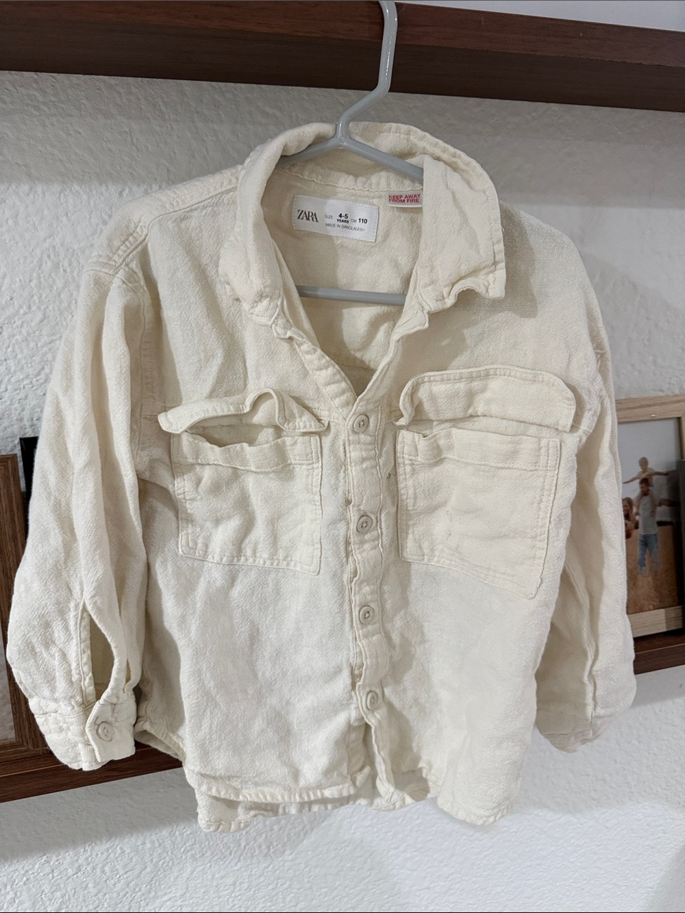 Zara Off-White Button Front Utility Shacket